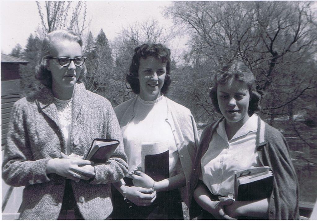 Hi-C Retreat @ Camp Awana 4/1957; Joanne, Betty Huteberg, Nancy Westerberg