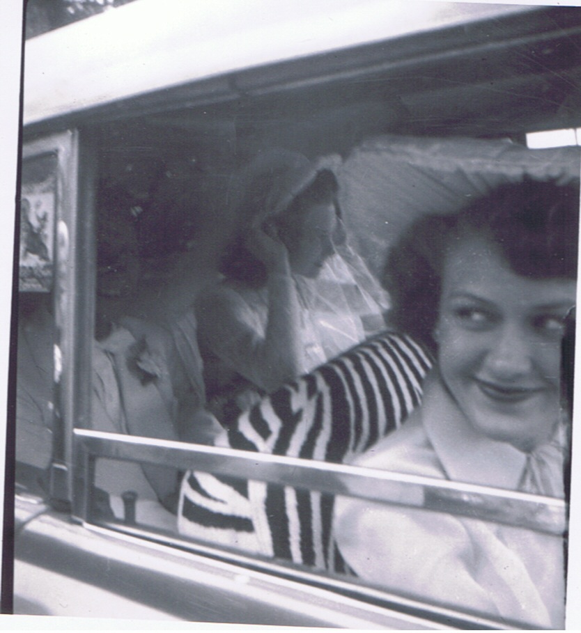 Fred & Mary Lu Musa Mueller w/ Bride's Maid 6/3/1950