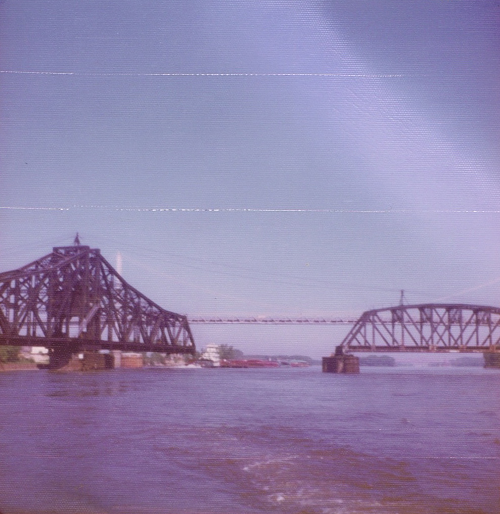 Houseboating 3rd trip, Clinton IA 1974 Railroad Bridge