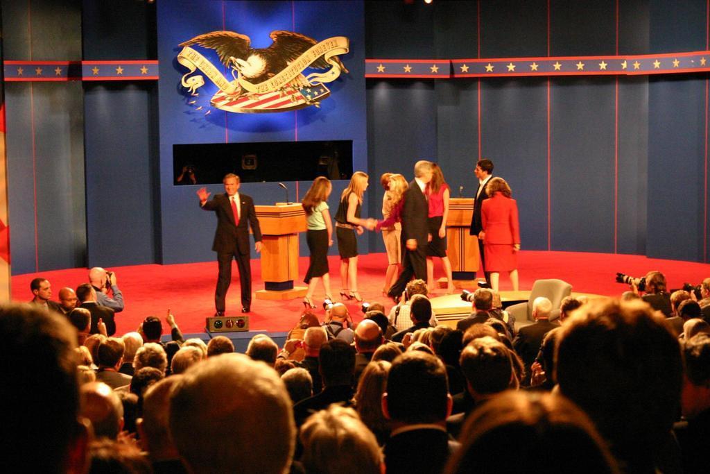 Debate end, Bush waving
