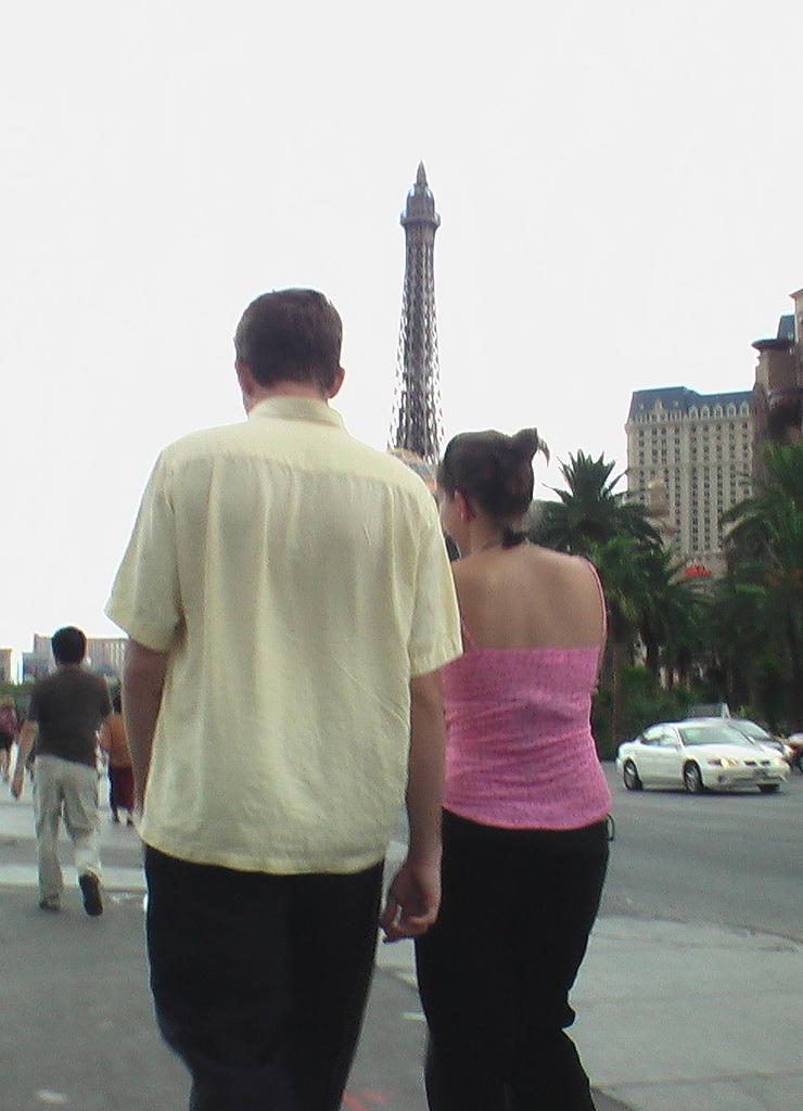 Josh & Jessica on the streets of Paris... or the strip... whatever.