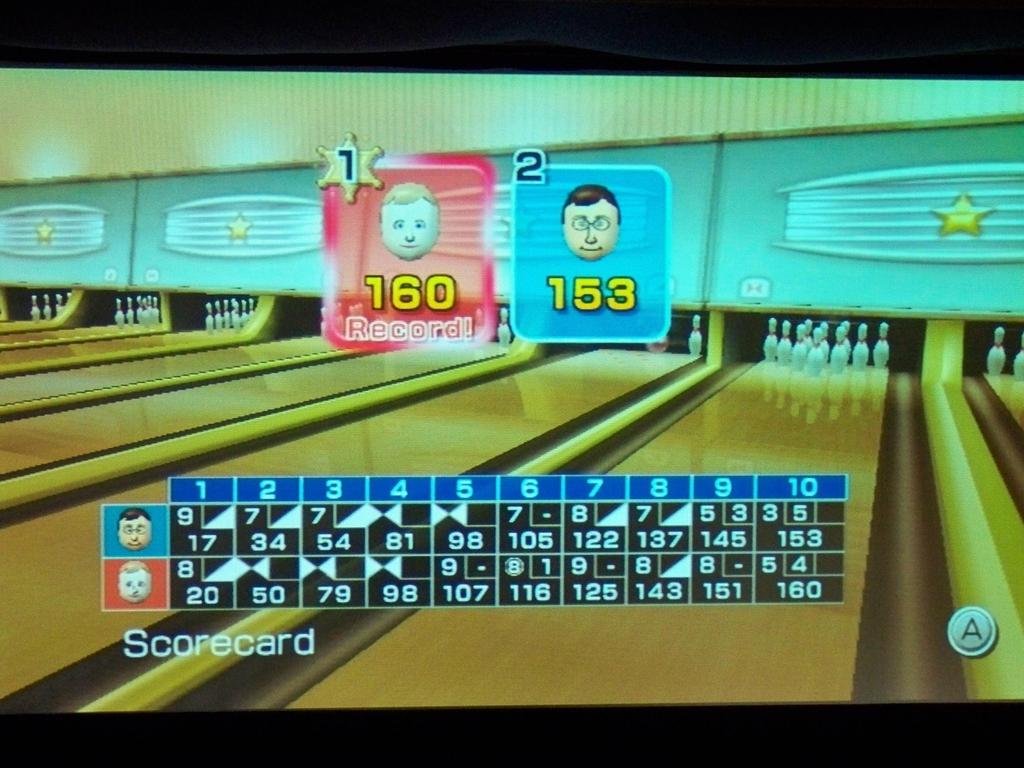 Michael beat me in Wii Bowling