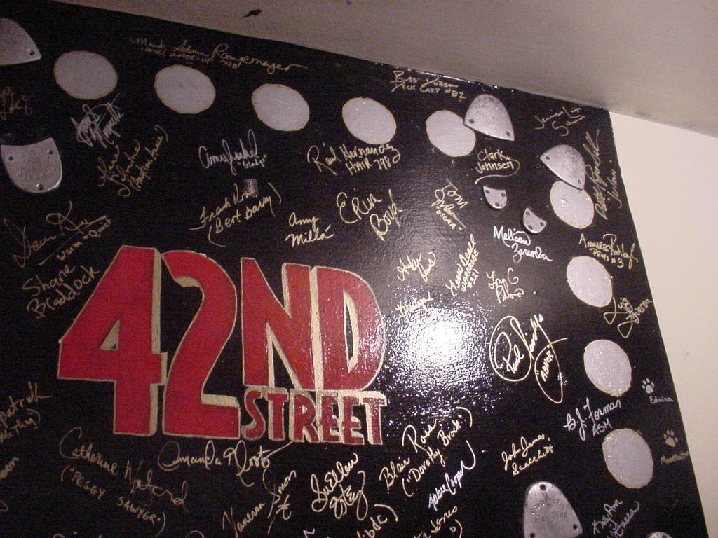 Some of the cast of "42nd Steet" glued their taps to the wall as well
