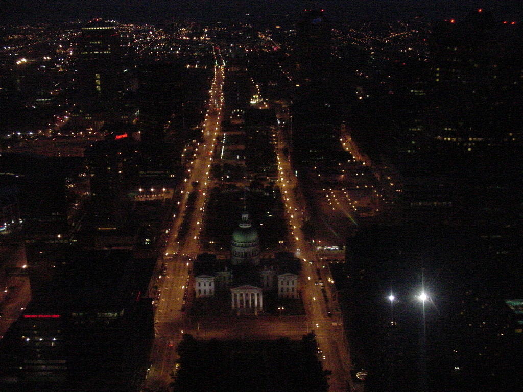View from the arch at night