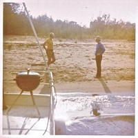 Houseboating 1st trip, Clinton IA 1972 Bob & Monte