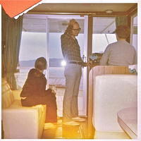 Houseboating 1st trip, Clinton IA 1972 Katie, Bob & Ken