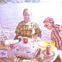 Houseboating 3rd trip, Clinton IA 1974 Wally & Katie Wally's 55th B'Day (same cake)