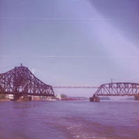 Houseboating 3rd trip, Clinton IA 1974 Railroad Bridge