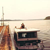 Houseboating 9th trip, Dubuque IA 1981 waiting for lockage