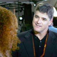 Sean Hannity, Fox News commentator, in press tent