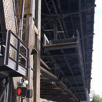 Bridge coming down.  Actually, the traffic on the upper deck was unaffected.  Just the railroad and pedestrian level.