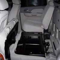The rear seats fold up